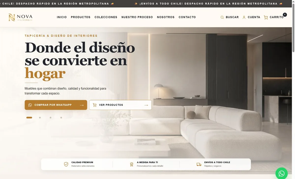 Versión escritorio de Nova Living